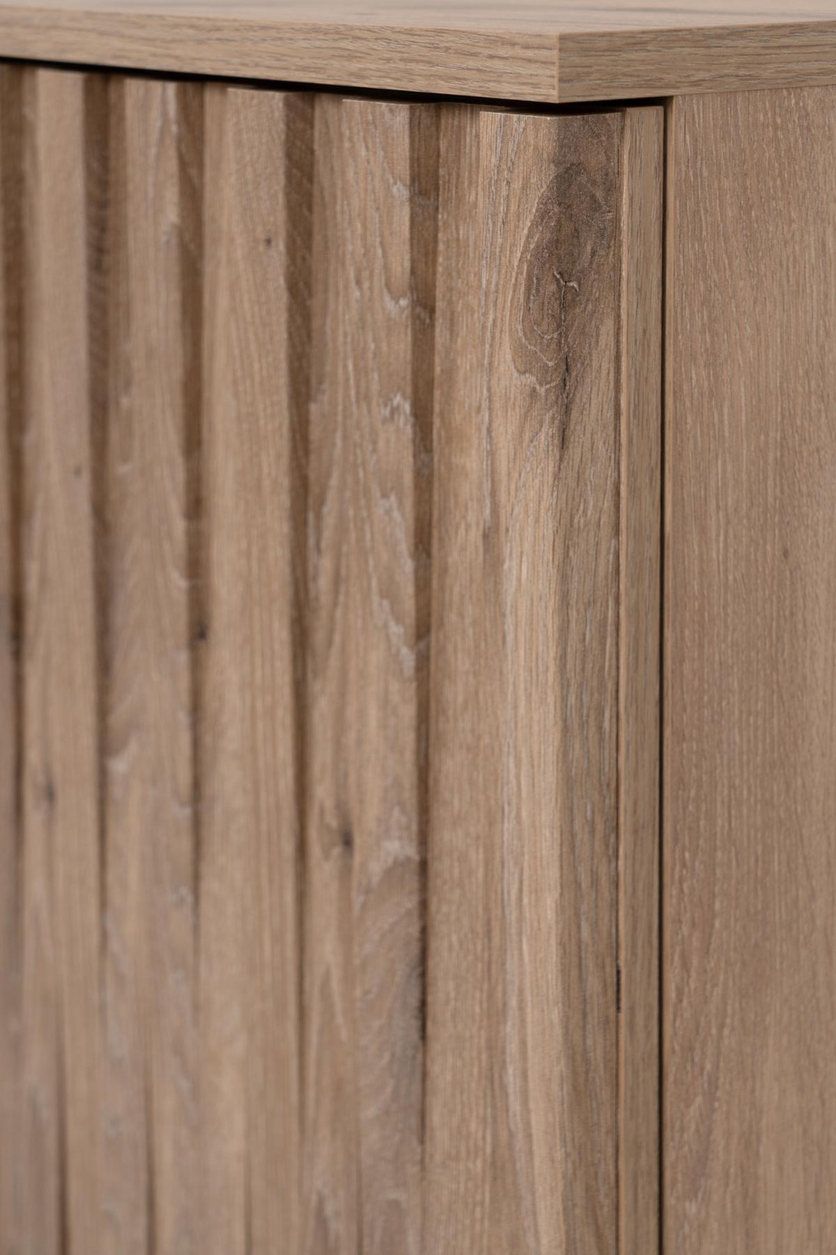 KOMMODE Eiche 84 cm, Anrichte mit 3D-Relief und Push-to-Open - Eichefarben/Messingfarben, Holzwerkstoff/Metall (84/85/40cm) - Furn.Design
