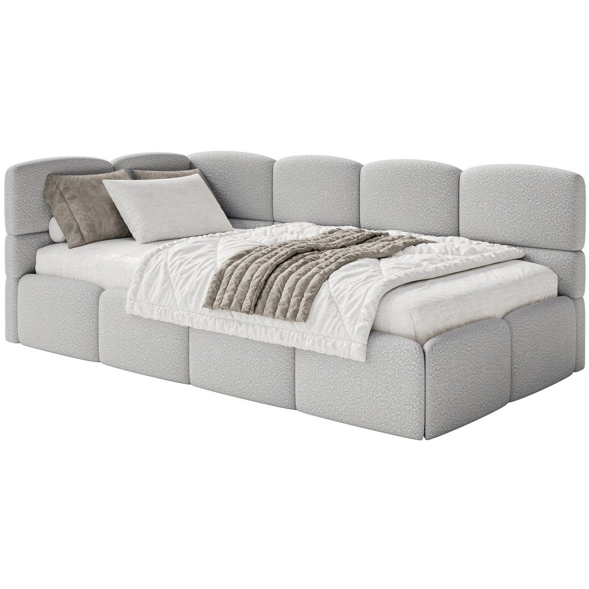 JUGENDBETT Cloudy Hellgrau 120 cm, Bouclé - Hellgrau/Schwarz, Kunststoff/Textil (120/200cm) - Selsey