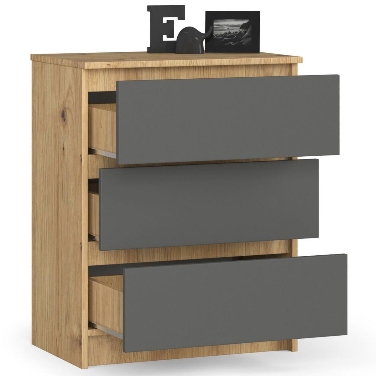KOMMODE Eiche Artisan, Graphit Grau 77/60/40 - Eiche Artisan, Holzwerkstoff (60/77/40cm) - RAUMHIRSCH FURNITURE