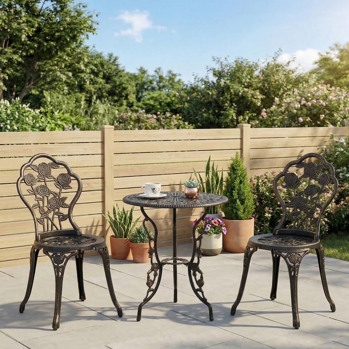 GARTENMÖBEL Set, Alu, Metall, Bronze - Bronzefarben, Metall - Outsunny