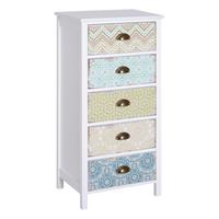 KOMMODE mit 5 Schubladen Schubladenkommode Schrank Shabby Chic Bunt - Multicolor, Metall (34/97.5/46cm) - HOMCOM