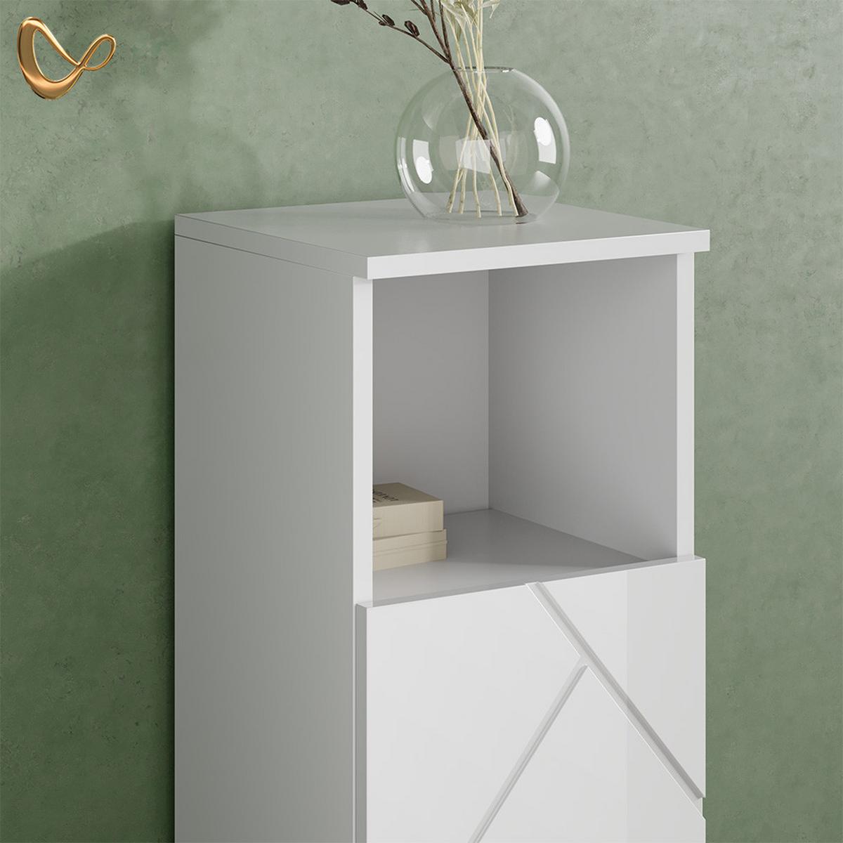 BADMÖBEL-SET Ronco Weiß Hochglanz 4 Teile, mit Schubladenschrank und Hochschrank - Weiß Hochglanz, Holzwerkstoff (80/58/41cm) - Livinity®