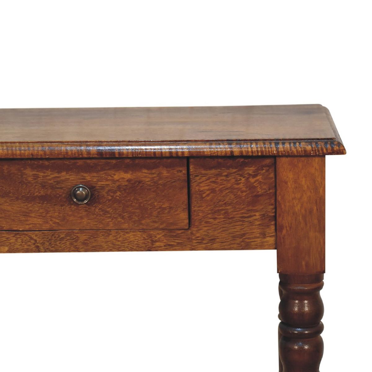 SCHREIBTISCH 1 Schublade, Gedrechselte Beine, Braun - Kastanienfarben/Messingfarben, Holz/Metall (35/60/78cm) - Artisan Furniture