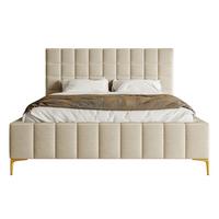 POLSTERBETT Szejlo Beige Chenille 160 cm - Beige/Goldfarben, Textil/Metall (160/200cm) - Selsey