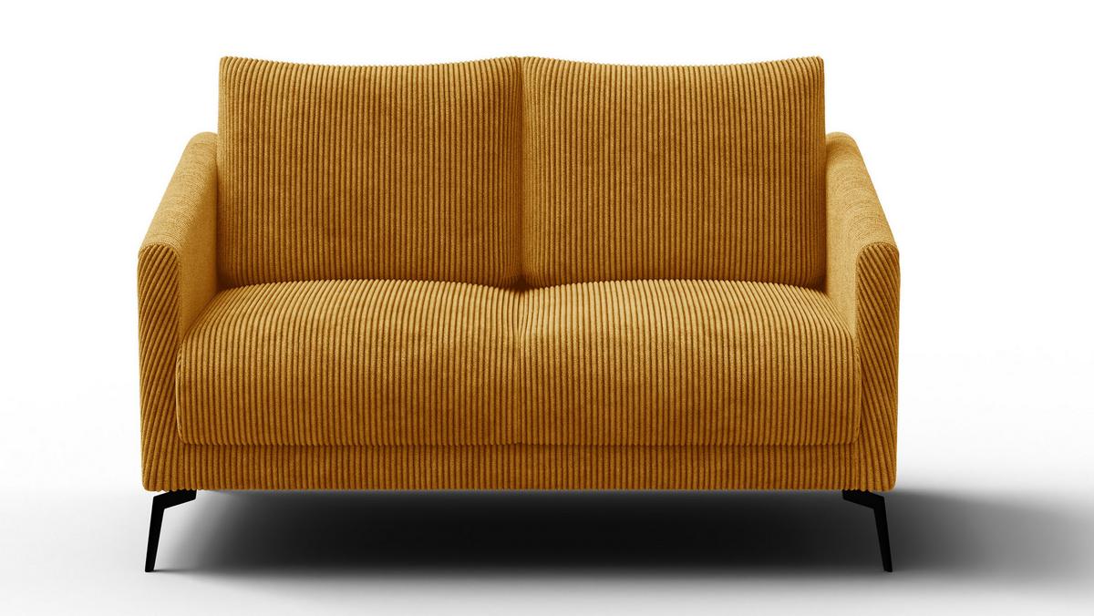 SOFA VILT 2-Sitzer, safran - Gelb/Schwarz, Holzwerkstoff/Textil (142/89/94cm) - Wozimo