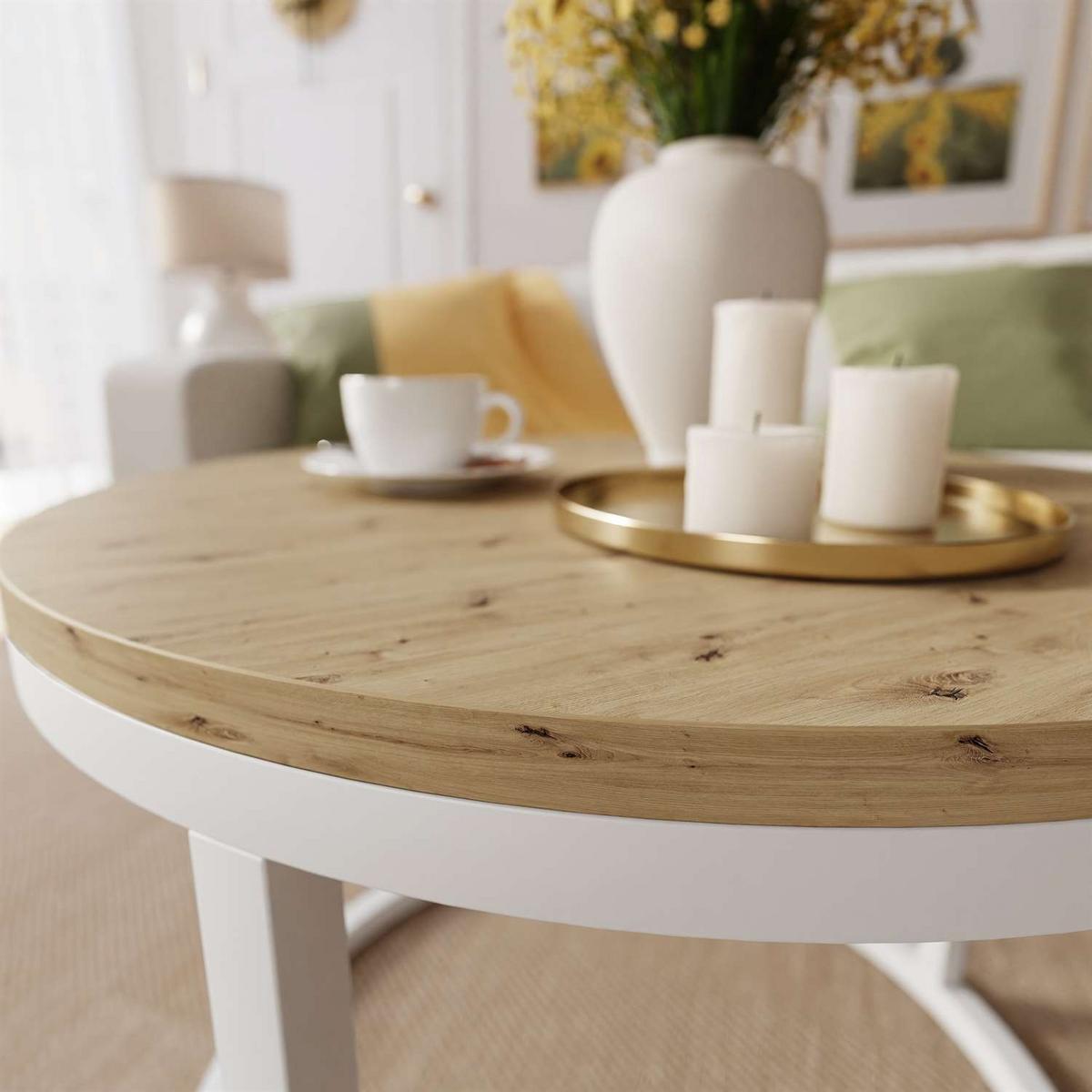 COUCHTISCH CIRI Eichenholzotan Artisan - Weiß/Eiche Artisan, Holzwerkstoff (60/60/42cm) - Lookway
