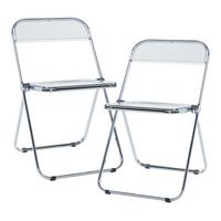 KLAPPSTUHL-SET Pornainen 2 TLG. - Transparent, Metall (46/74/47cm) - [en.casa]