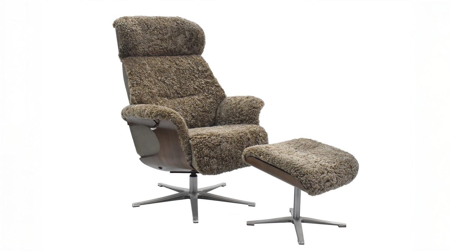 RELAXSESSEL TOSAR Grau Schaffell Relaxfunktion - Silberfarben/Grau, Naturmaterialien/Fell (83/110/89cm) - KAWOLA