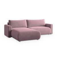 ECKSOFA TURIN M Lila Velours-Stoff mit Schlaffunktion - Lila/Grau, Holz/Kunststoff (265/183cm) - MASSENO