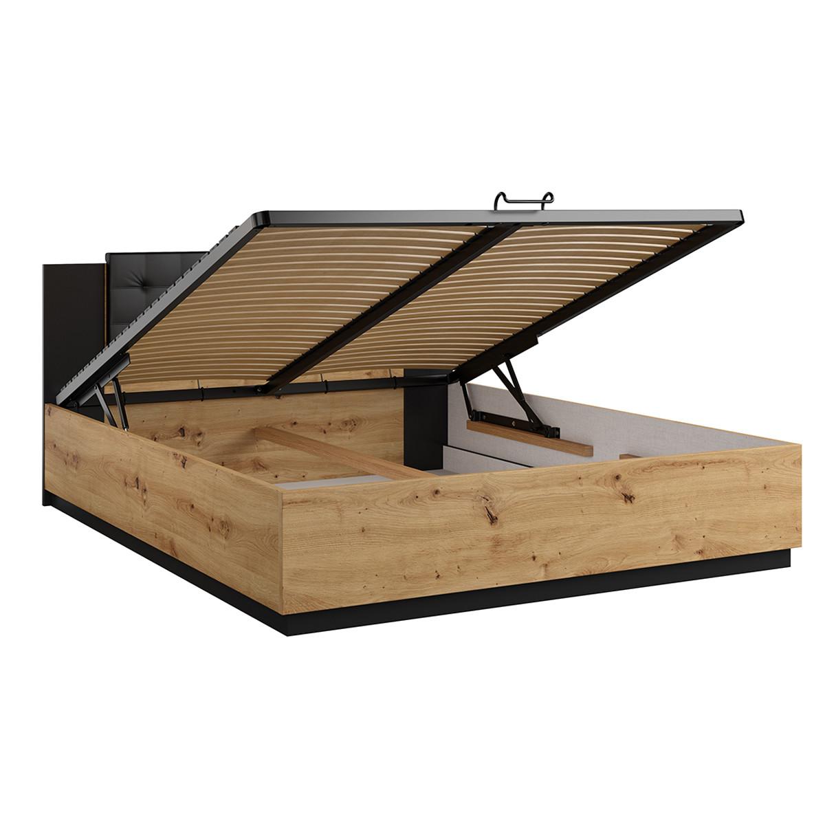 BOXBETT 160/200 Alec Holz und Schwarz - Schwarz, Holzwerkstoff (160/200cm) - Petits-meubles