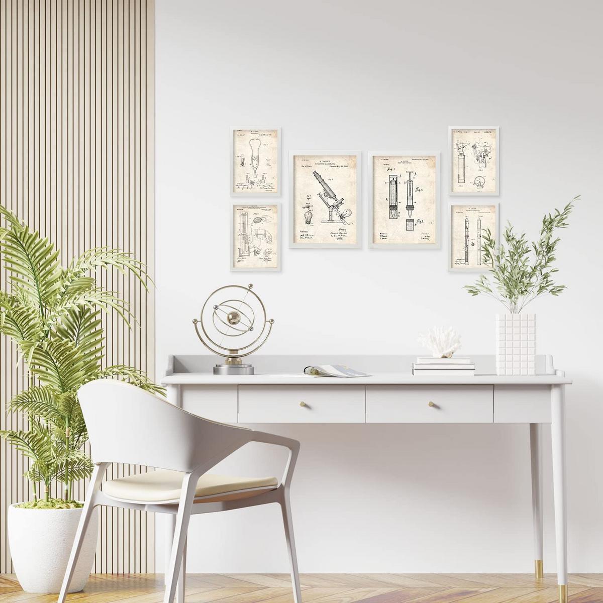 POSTER Set Mit 6 Plakaten Mit Medizin Patenten Im Vintage Stil A3 & A4 Schwarzer Rahmen - Schwarz, Papier (29/3cm) - Nacnic
