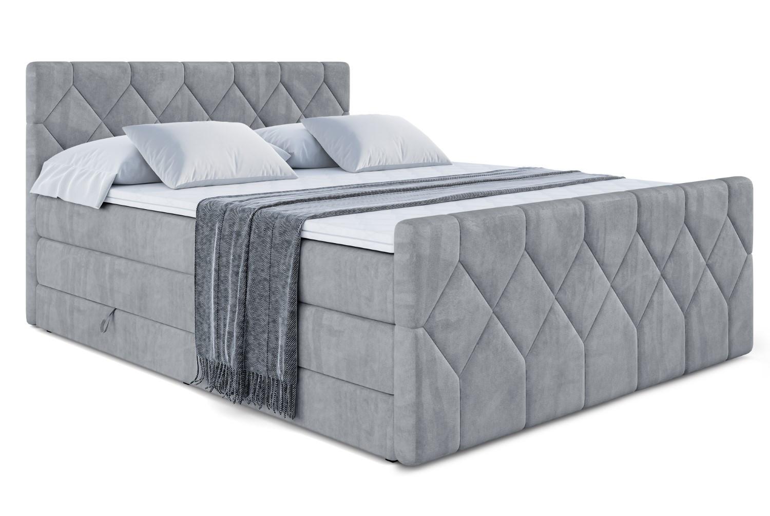 BOXSPRINGBETT CATOR-Z KING - 140x200 - H3/H4 - Grau - Grau, Holzwerkstoff (140/200cm) - ALTDECOR