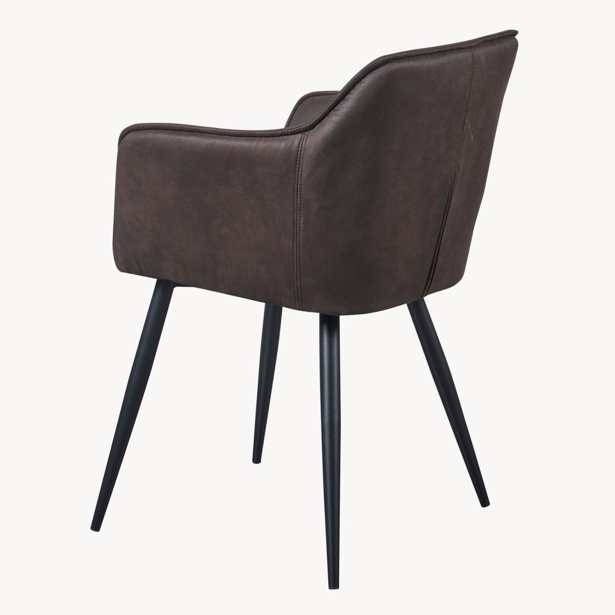 ARMLEHNSTUHL Birmingham - Dunkelbraun/Schwarz, Textil/Metall (60/82/59cm) - [en.casa]