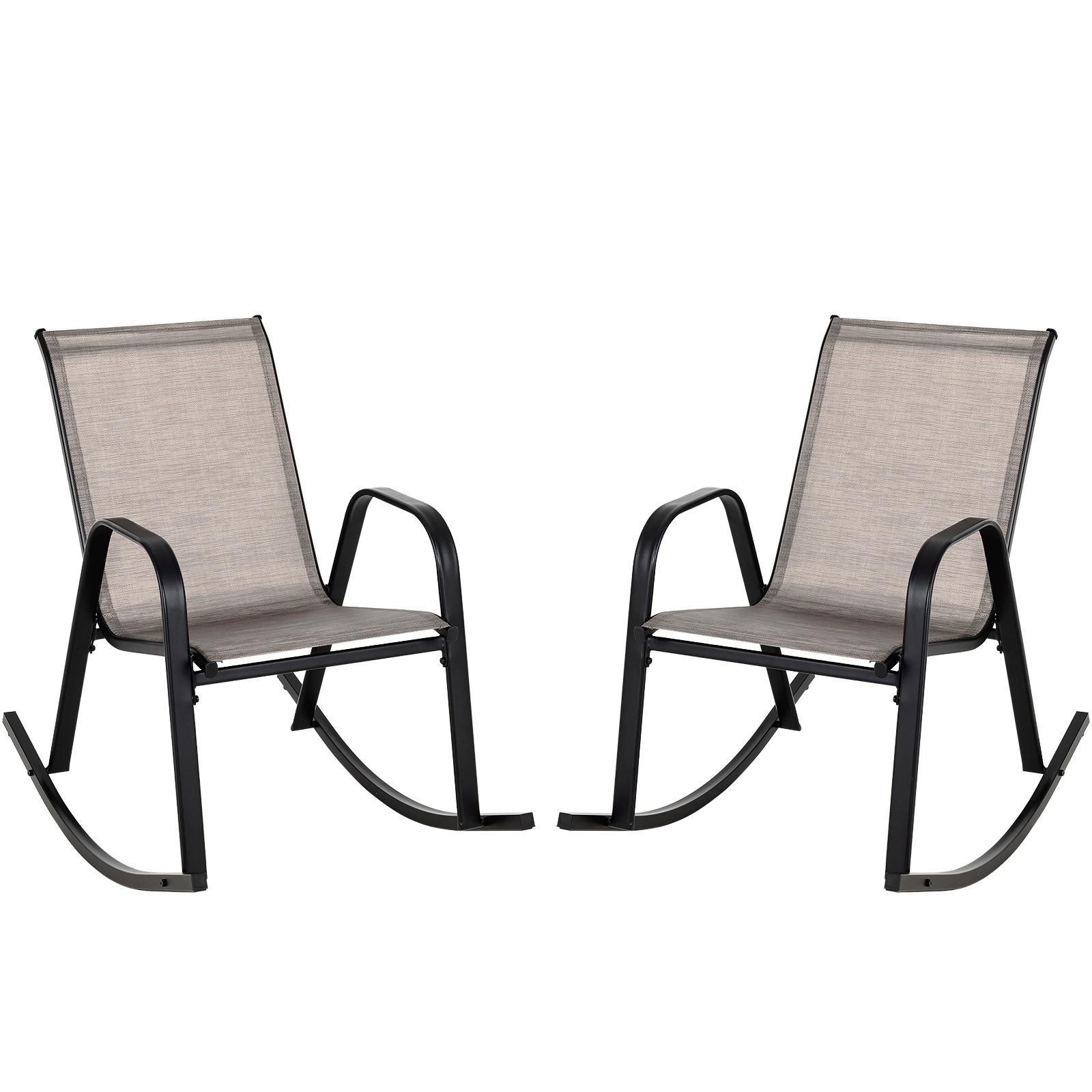 SCHAUKELSTÜHLE atmungsaktiv Braun(2er-Set) - Braun, Textil (91/86/62cm) - COSTWAY