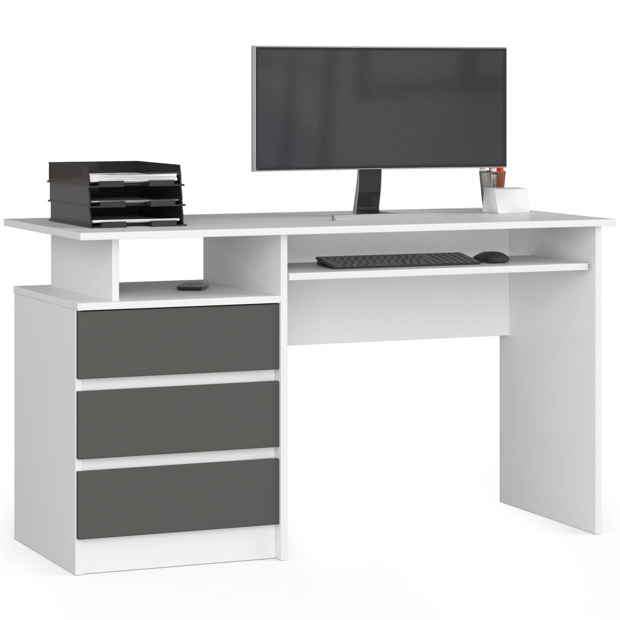SCHREIBTISCH Weiß, Graphit 77/135/60 - Weiß/Grau, Holzwerkstoff (50/120/77cm) - RAUMHIRSCH FURNITURE
