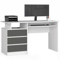SCHREIBTISCH Weiß, Graphit 77/135/60 - Weiß/Grau, Holzwerkstoff (50/120/77cm) - RAUMHIRSCH FURNITURE