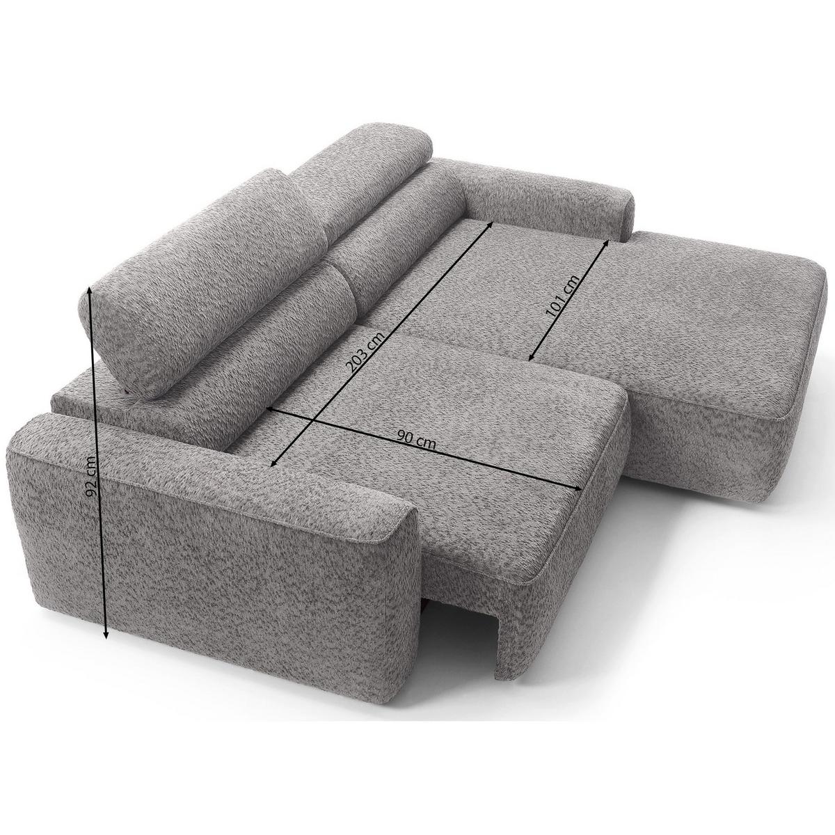ECKSOFA Fando mit Schlaffunktion, L-Form, 4-Sitzer 252 cm, links Flechtstoff Greige - Taupe/Schwarz, Kunststoff/Textil (252/182cm) - Selsey