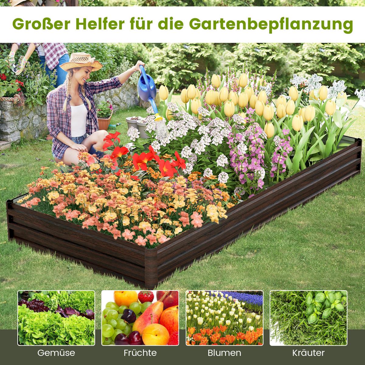 HOCHBEET Braun - Braun, Metall (240/30/120cm) - COSTWAY