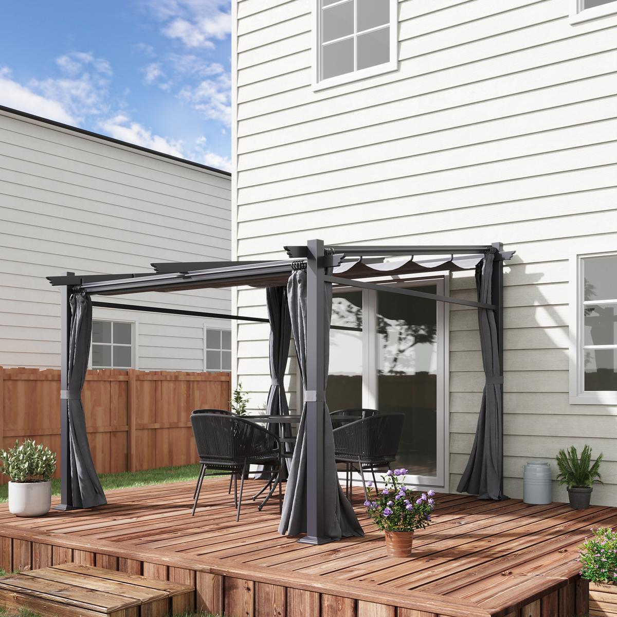 PERGOLA Stahl Alu Polyester Dunkelgrau - Dunkelgrau, Metall (295/230/297cm) - Outsunny