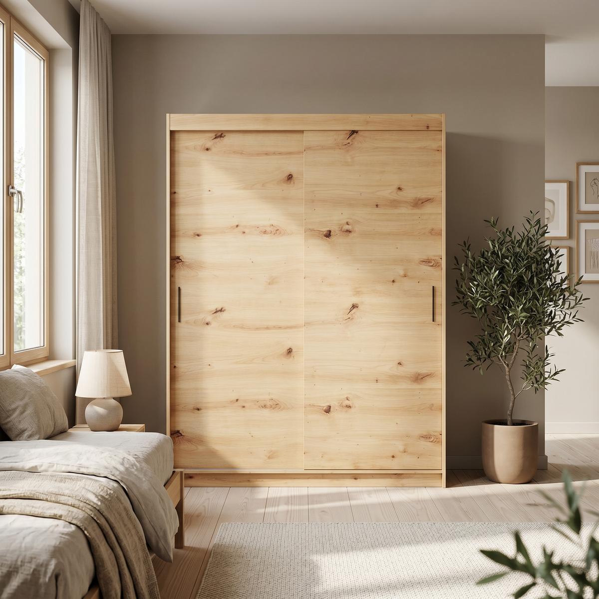 SCHWEBETÜRENSCHRANK TELA 180/205/60cm 2-türig Eiche Artisan - Eiche Artisan, Holzwerkstoff (180/205/60cm) - MASSENO