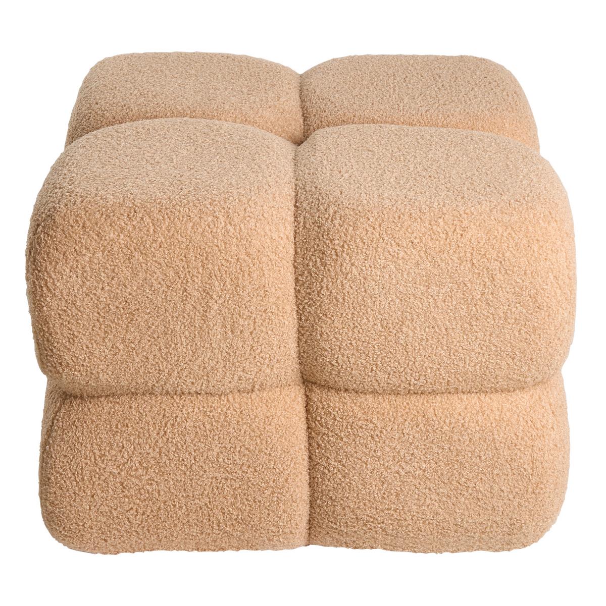 POUF Bouclé Beige Caliente - Beige, Textil (60/44/60cm) - Beliani