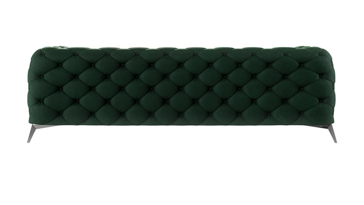 CHESTERFIELD-SOFA 3-Sitzer Laura Flasche Grün Samt - Smaragdgrün/Silberfarben, Holz/Textil (243/75/100cm) - S-Style Möbel