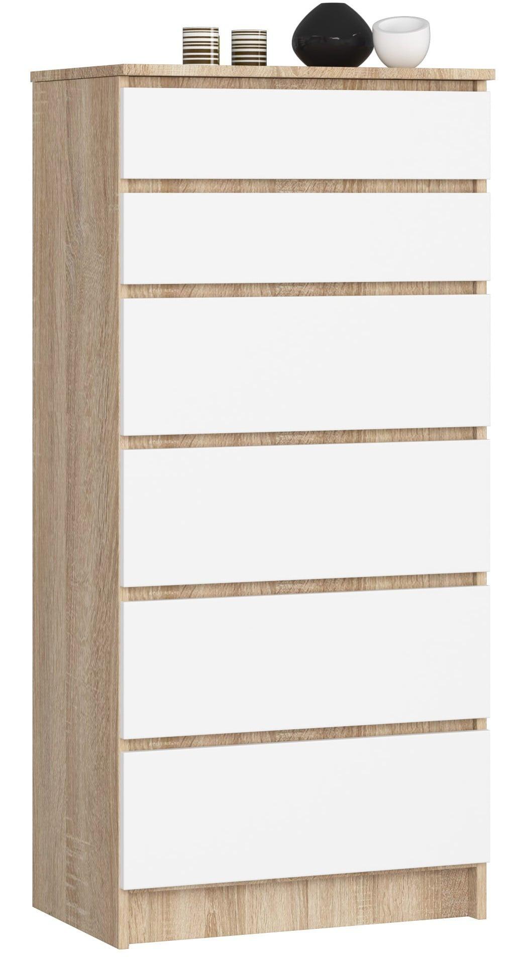 KOMMODE Eiche Sonoma, Weiß 130/60/40 - Weiß, Holzwerkstoff (60/130/40cm) - RAUMHIRSCH FURNITURE