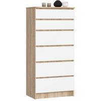 KOMMODE Eiche Sonoma, Weiß 130/60/40 - Weiß, Holzwerkstoff (60/130/40cm) - RAUMHIRSCH FURNITURE