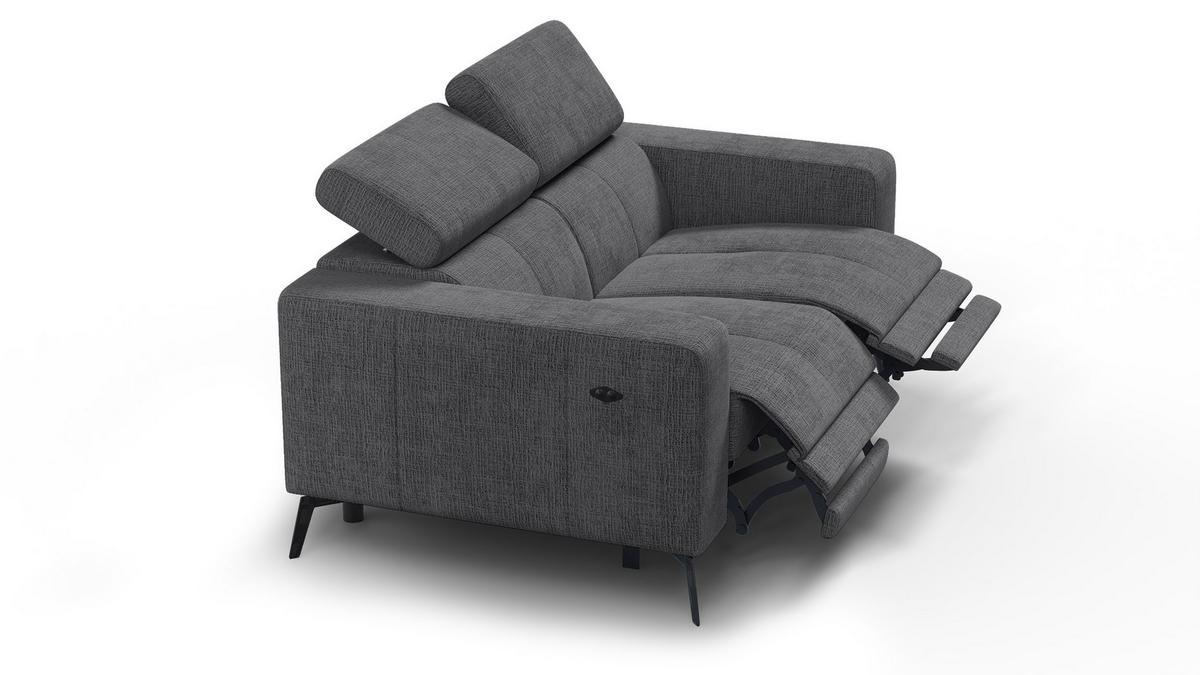 RELAXSOFA MORELLO 2-Sitzer, dunkelgrau, 2 x Relax Zero Gravity - Dunkelgrau, Holz/Textil (164/82/103cm) - Wozimo