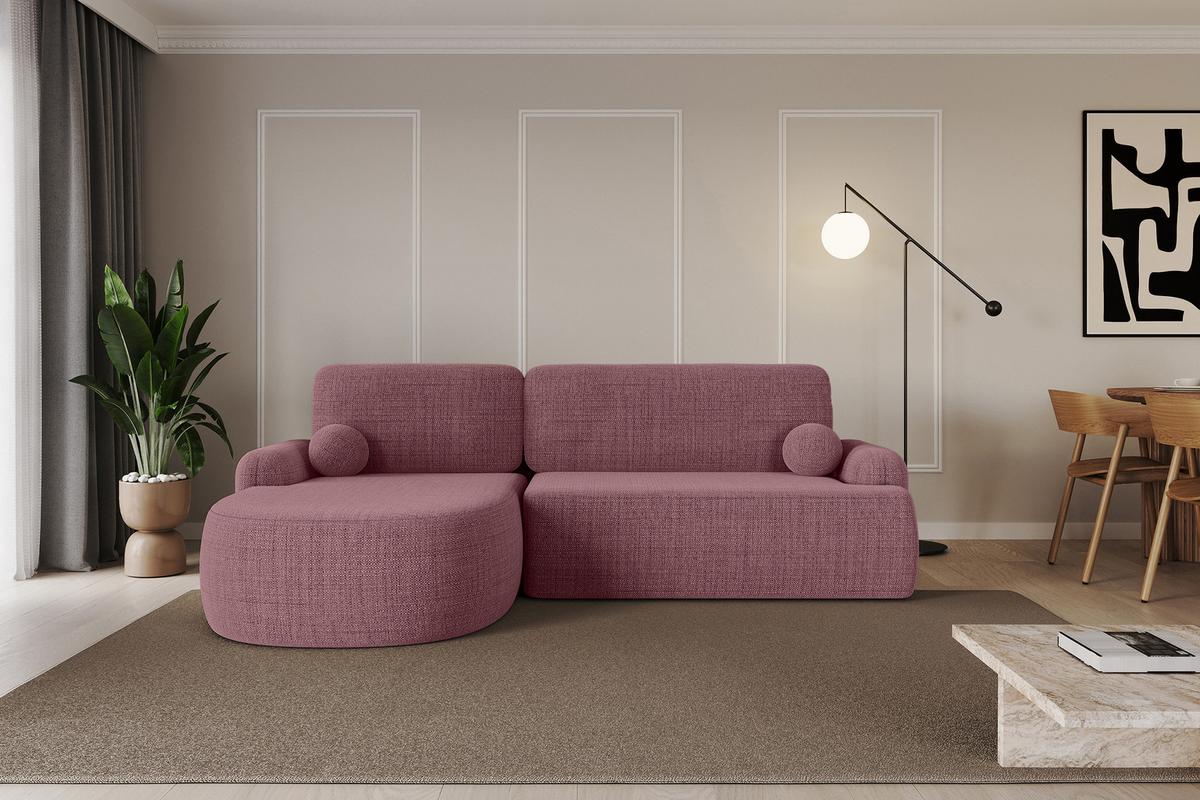 ECKSOFA mit Schlaffunktion und Bettkasten LIRA-L - 264x172x89 Altrosa - Altrosa, Holzwerkstoff/Textil (264/172cm) - ALTDECOR