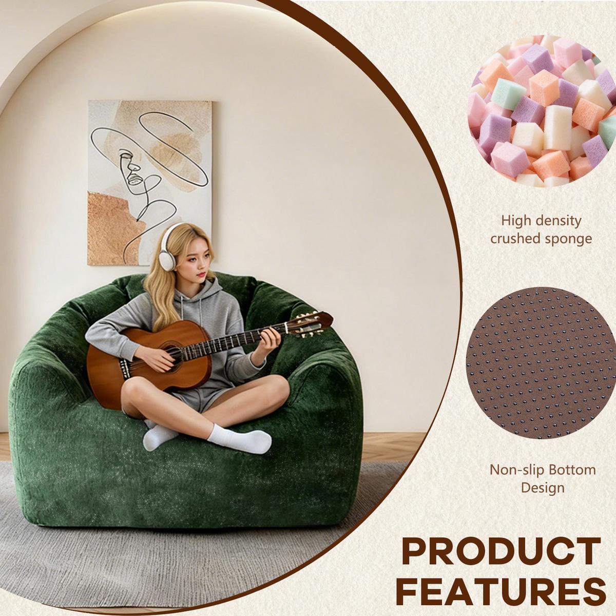 SESSEL aus Flanell mit ergonomischer Bärentatzen-Form - Grün, Textil (86.3/64.7/99cm) - Urban Meuble