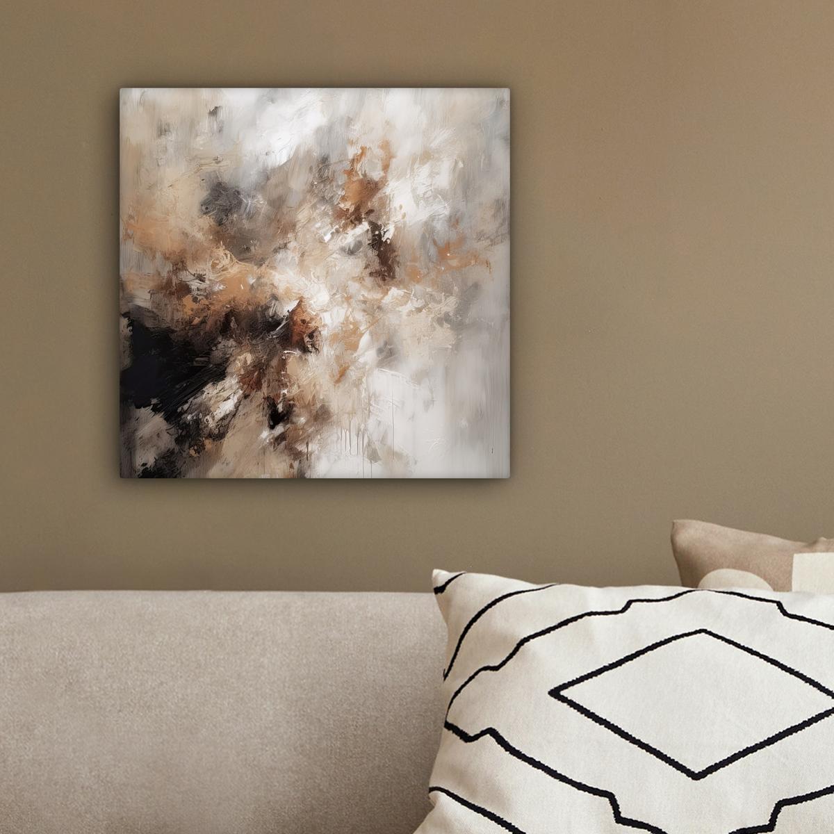 LEINWANDBILD Farbe - Abstrakt - Beige - Kunst Deko Wohnzimmer 20x20 cm - Greige, Textil (20/20cm) - MuchoWow
