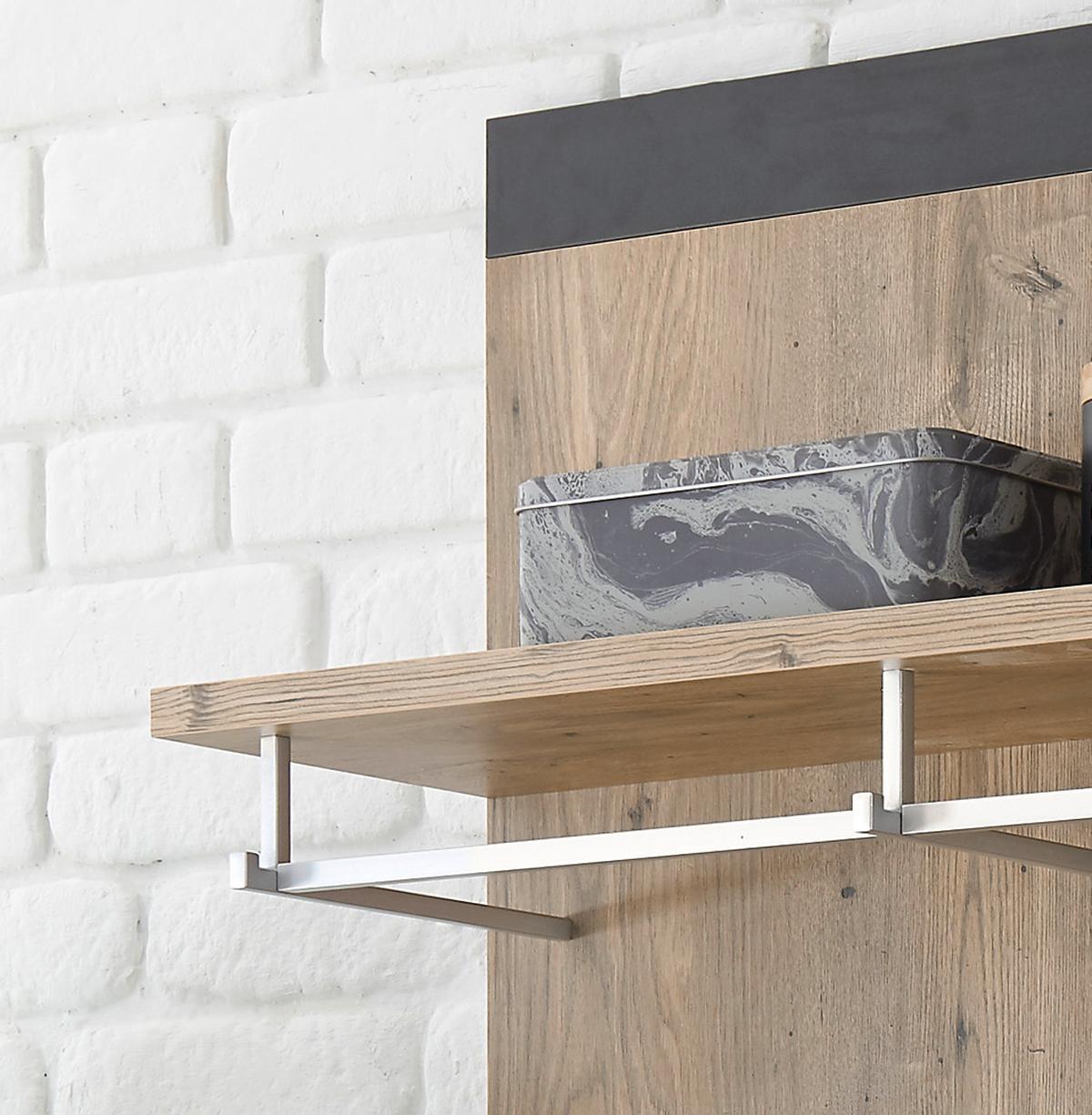 GARDEROBENPANEEL Kastanie grau Fresco , Flur Wandgarderobe, 80 x 107 cm - Kastanienfarben/Grau, Holzwerkstoff (80/107/25cm) - Furn.Design