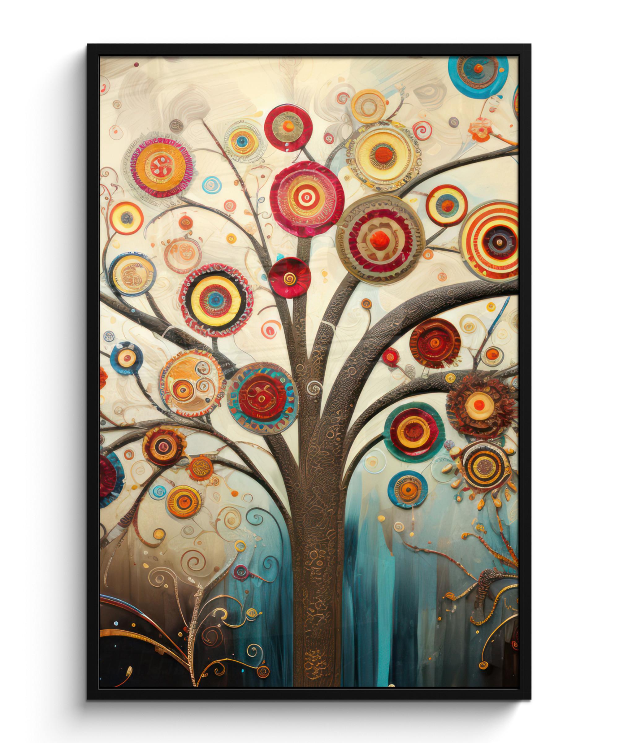 POSTER MIT RAHMENGERAHMTES BILD Baum - Baum des Lebens - Farbe Bilderleiste 80x120 cm - Braun, Papier (80/120cm) - MuchoWow