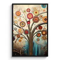 POSTER MIT RAHMENGERAHMTES BILD Baum - Baum des Lebens - Farbe Bilderleiste 80x120 cm - Braun, Papier (80/120cm) - MuchoWow