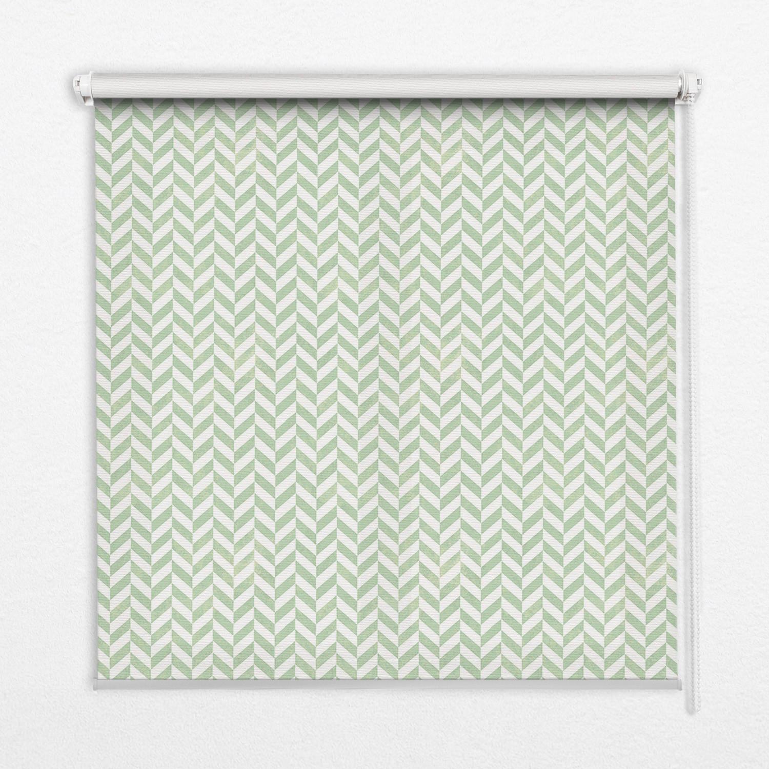 INNENROLLO - Fensterrollo - Rollo - 80x140 cm - Grünes Fischgrätmuster - Grün, Kunststoff (80/140/0.5cm) - TULUP