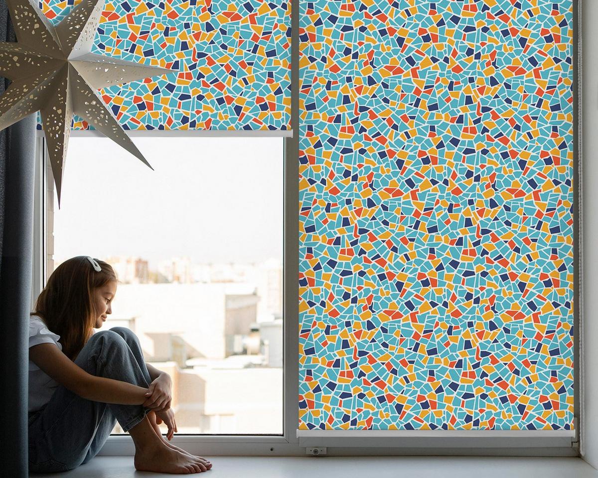 INNENROLLO - Fensterrollo - Rollo - 110x140 cm - Formen - Blau, Kunststoff (110/140/0.5cm) - TULUP