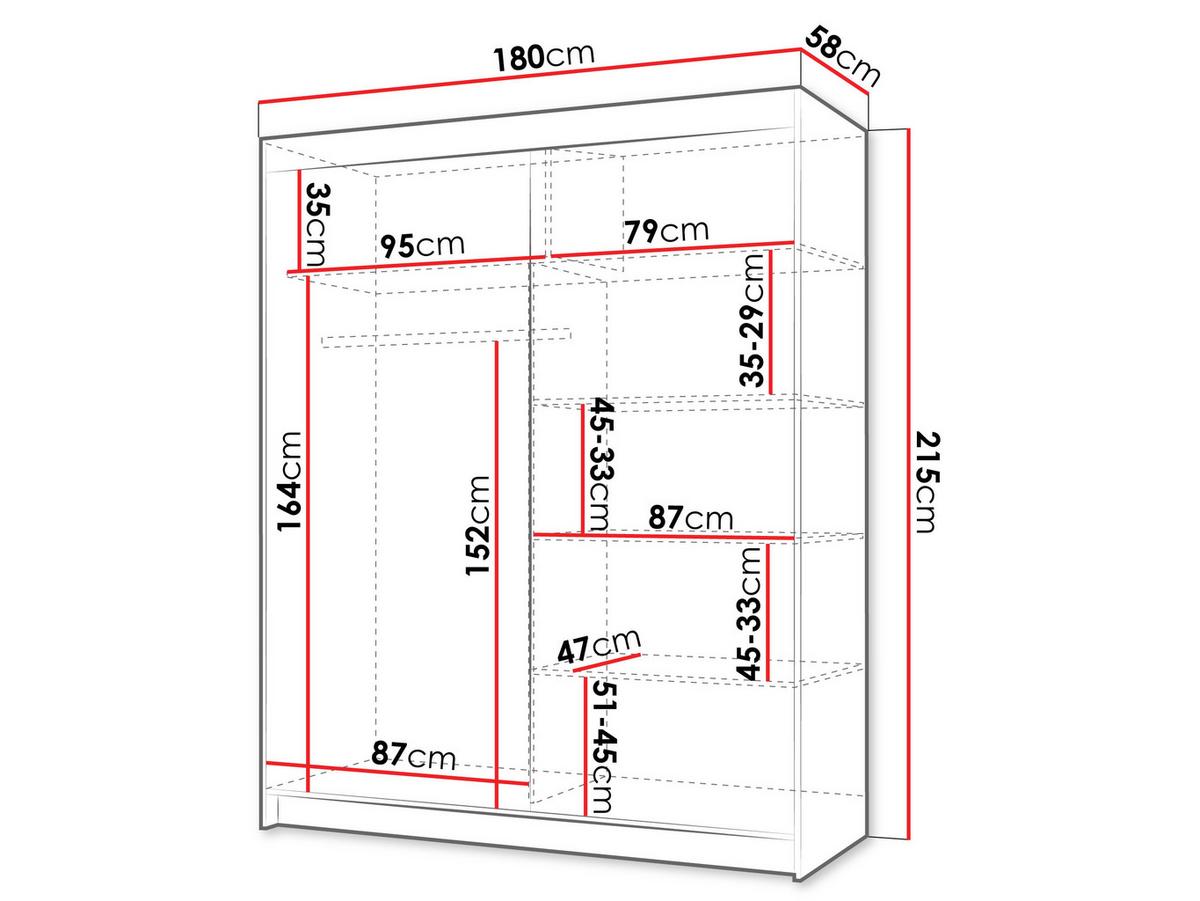 SCHIEBETÜRENSCHRANK Infinity I 180 - Nussbaumfarben/Schwarz, Holzwerkstoff/Kunststoff (180/200/58cm) - MIRJAN24