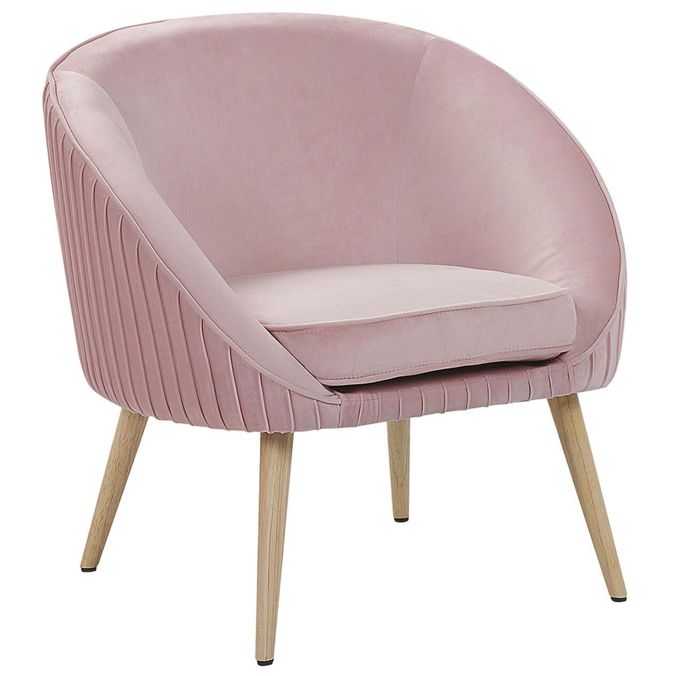 SESSEL Samtstoff Rosa Tromso - Pink, Holz/Textil (73/73/54cm) - Beliani