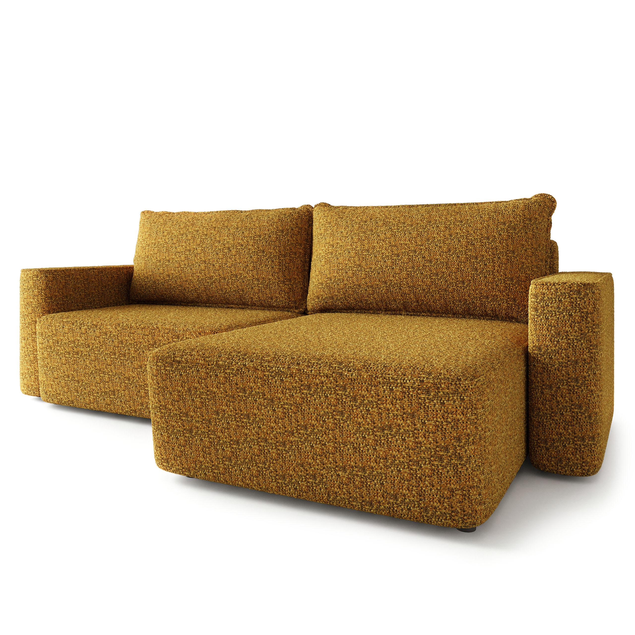 ECKSOFA BELISE BL Currygelb Chenille mit Schlaffunktion - Currygelb, Holz/Textil (252/162cm) - MASSENO