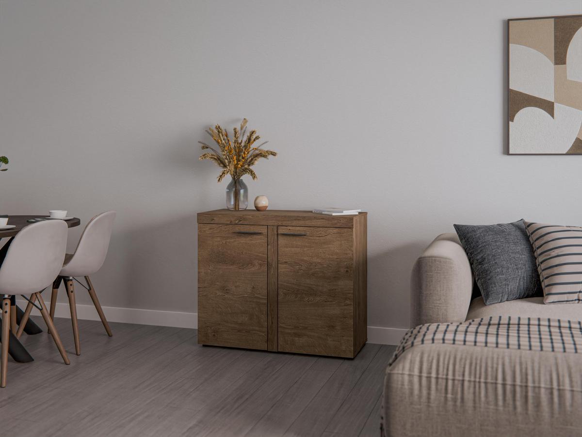 SIDEBOARD Spacoro 2D Lefkas 97,2/82/40,3 cm – Schmale Kommode Eleganz für Ihr Zuhause - Braun, Holzwerkstoff/Kunststoff (97/82/40cm) - AX Living