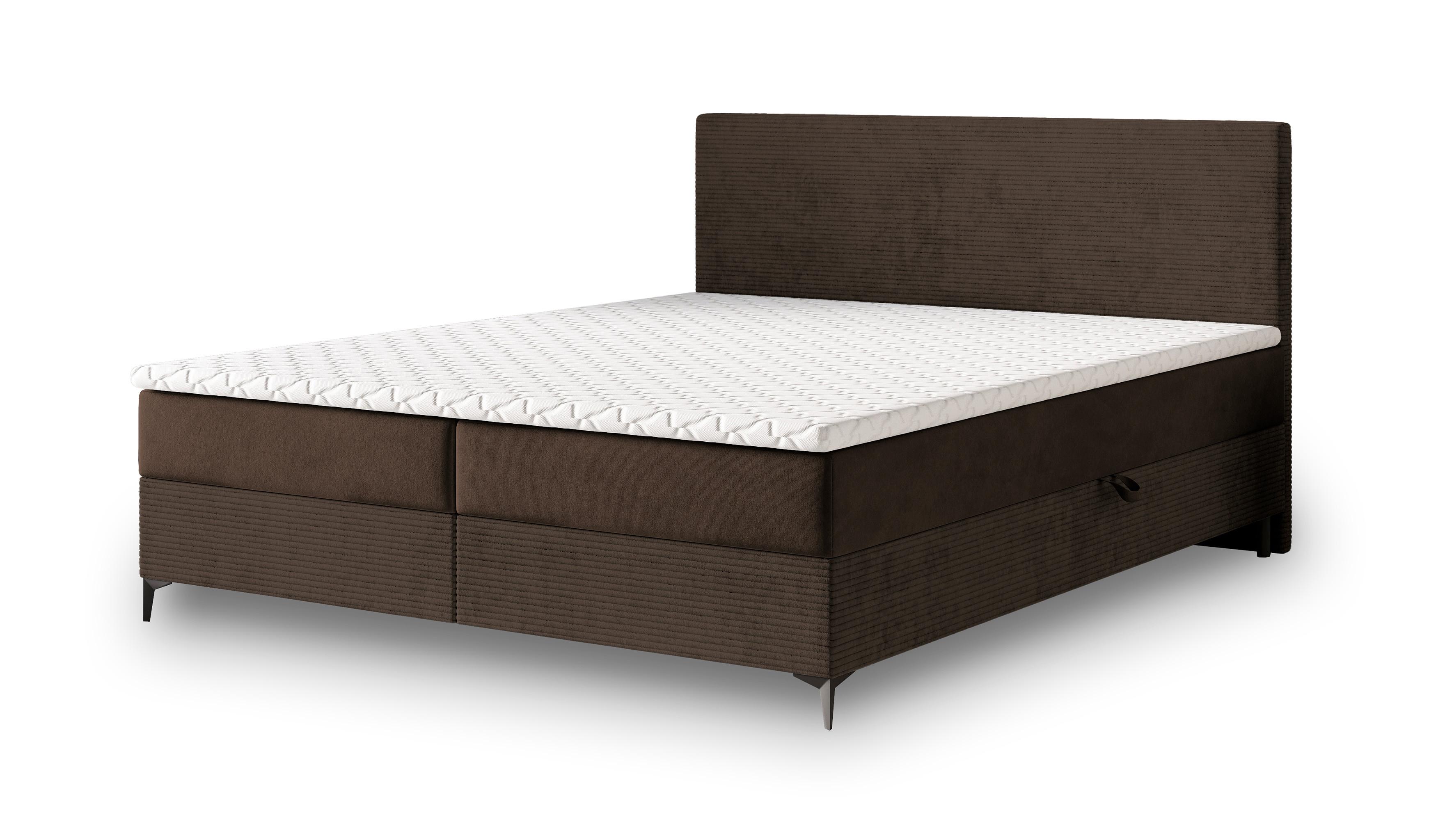 BOXBETT TORREL 140x200 cm mit Matratze und Topper - Braun - Braun, Holz (140/200cm) - MASSENO
