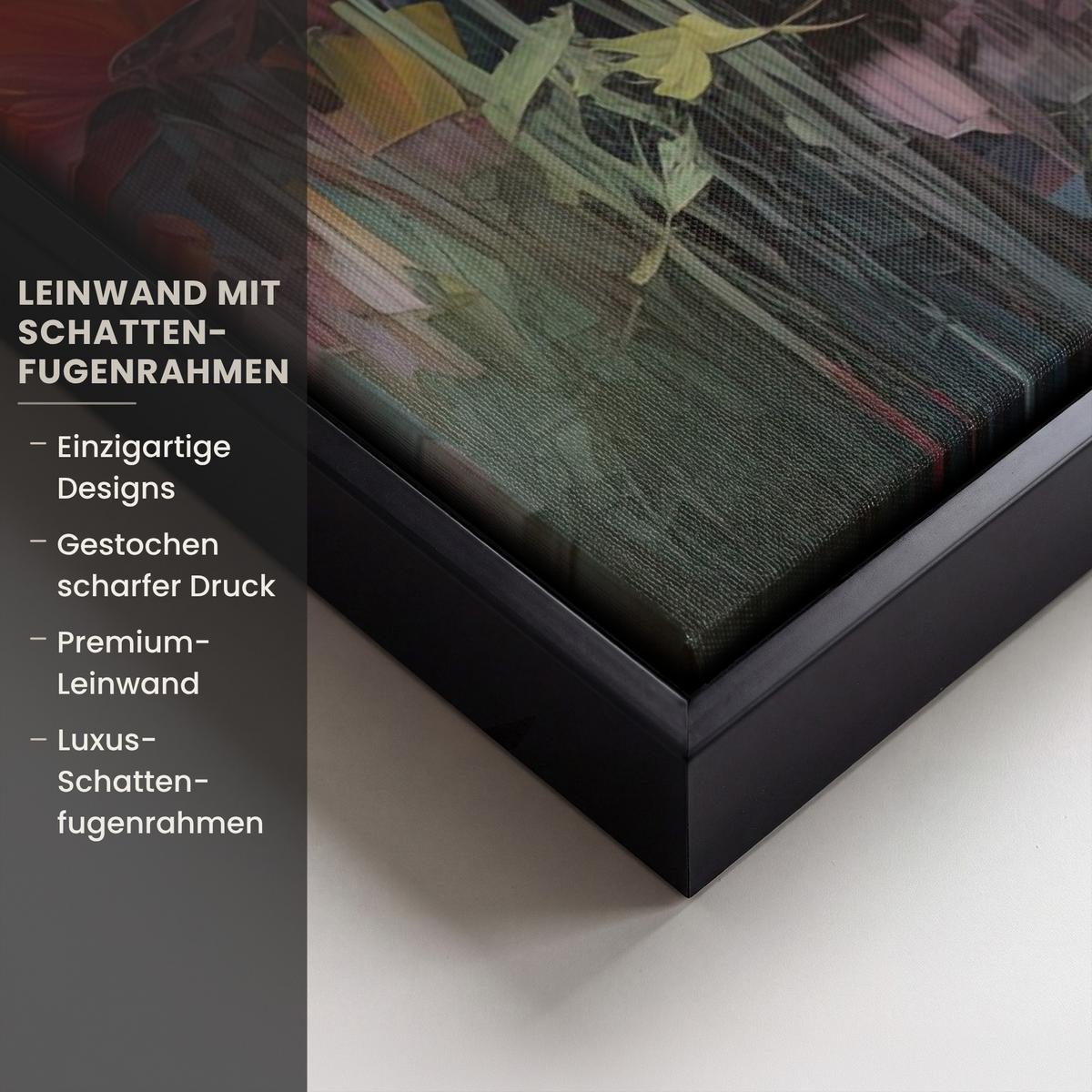 LEINWAND Bilder mit Rahmen - Blumen - Aquarell - Kunst - Botanisch - Natur - 50x50 - Orange, Textil (50/50cm) - MuchoWow