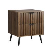 NACHTTISCH Walnuss 45 cm – Nachtkonsole Modern mit 2 Schubladen & Metallbeinen - Walnussfarben, Holzwerkstoff (45/53/40cm) - Urban Meuble