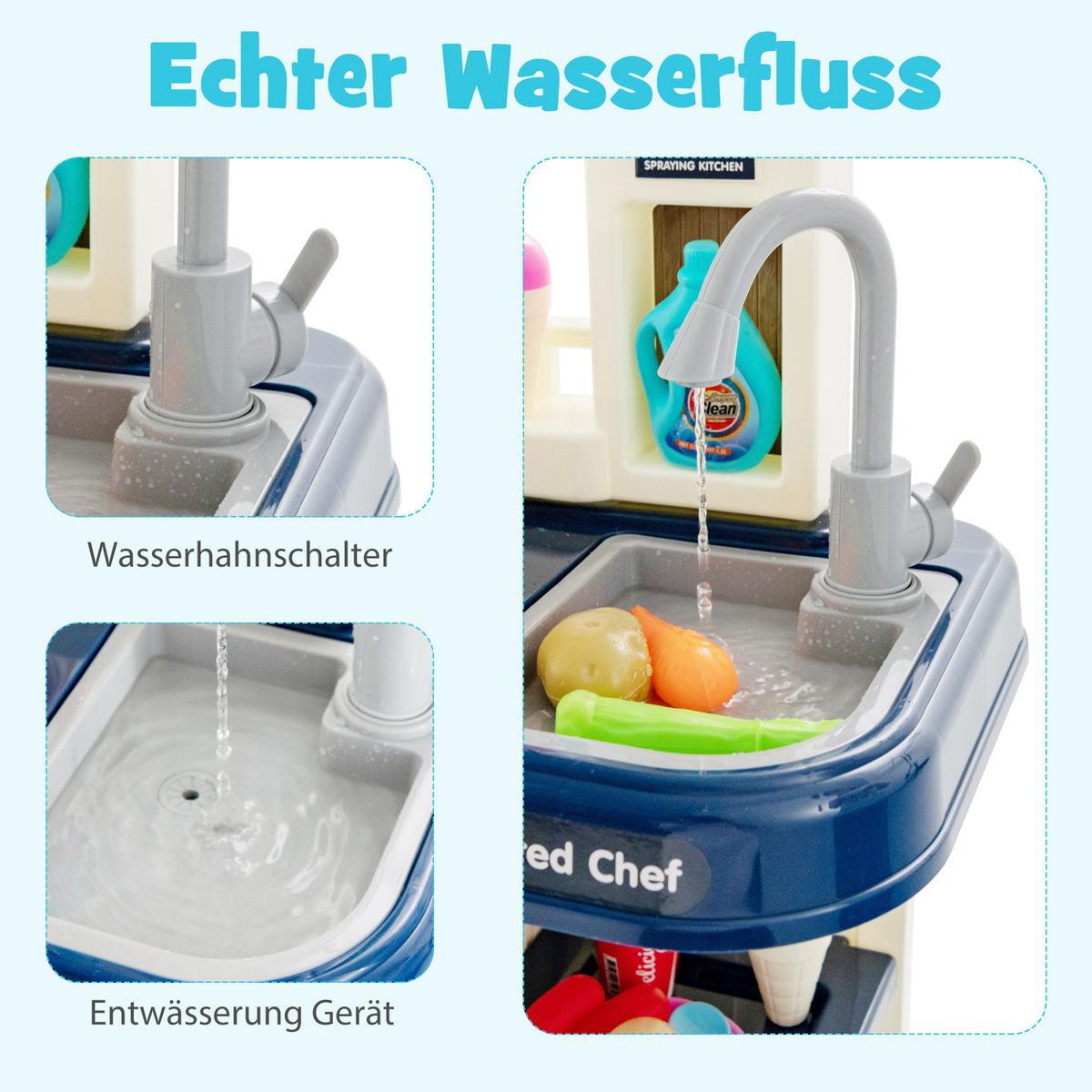 SPIELKÜCHENSET Blau - Blau, Kunststoff (42.5/78.5/24cm) - COSTWAY
