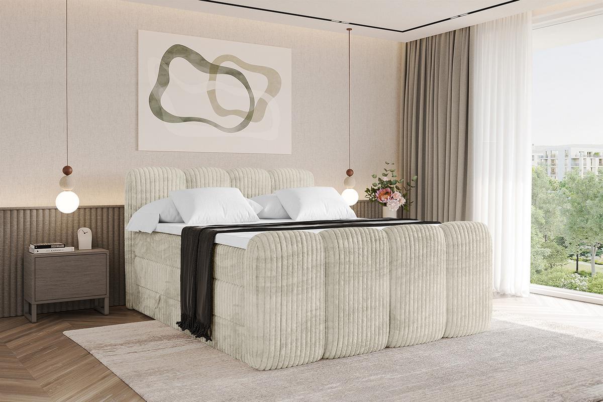 BOXBETT mit Matratze H3|H4 und Lattenrost - NINA-Z KING - 140x200 cm Tila - Creme - Magnolie, Holzwerkstoff (140/200cm)