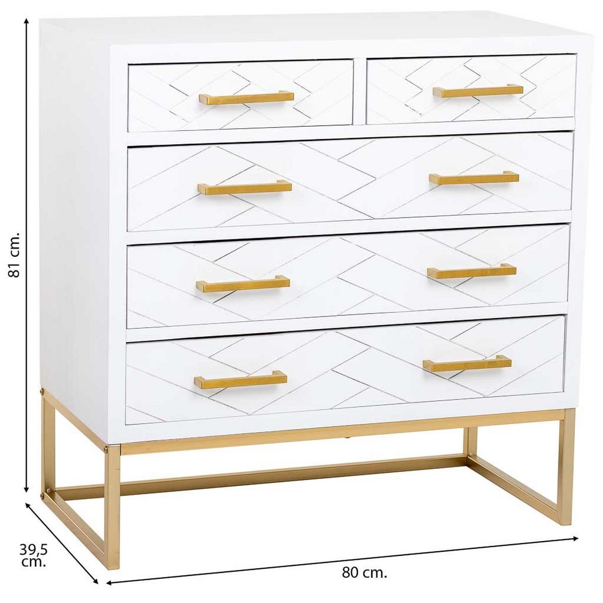 KOMMODE mit 4 schubladen aus holz und metall 80x39x81 cm - Weiß, Holz (80/81/39cm) - Wanderlust