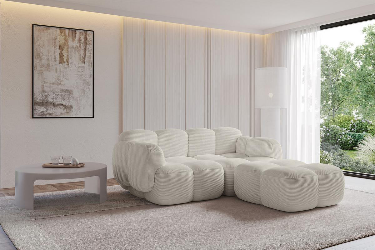 ECKSOFA modulares Sofa Rechts Miko-L1 214x205x75 Creme Cord - Schwarz/Mokka, Holzwerkstoff/Kunststoff (214/205cm) - ALTDECOR