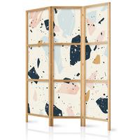 PARAVENT Japanischer 3-tlg 135x172 cm Farbiger Terrazzo - Multicolor, Holz/Textil (135/172/3cm) - Muralo