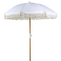 SONNENSCHIRM weiß mit Volant 150 cm Mondello - Hellbraun/Weiß, Textil (150/150cm) - Beliani